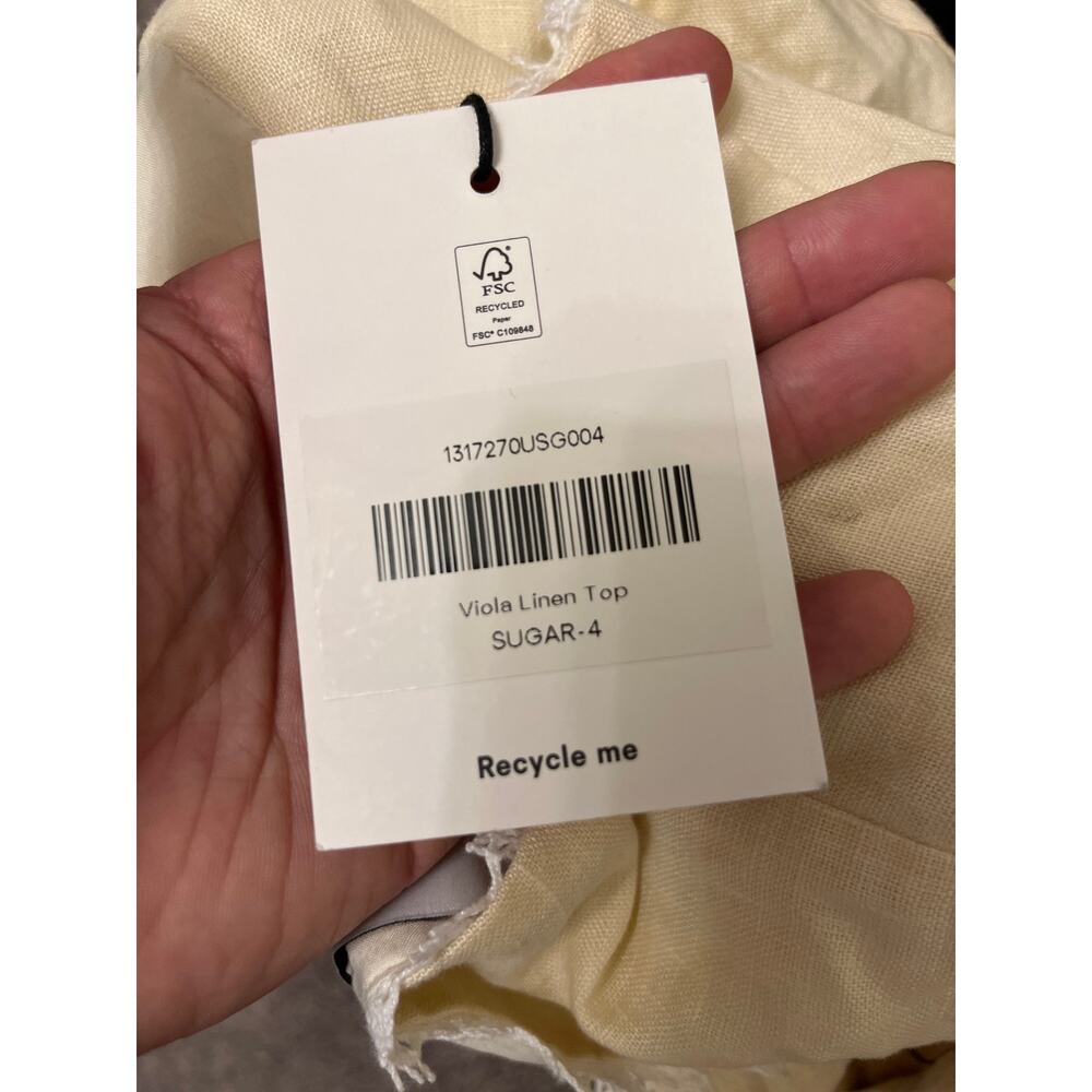 SZ 4 Reformation Viola Linen Top Sugar NWT - Picture 6 of 6